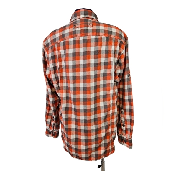 Duluth Orange & Gray Plaid Flannel Button Down Shirt‎ Size Large Men's - Picture 5 of 8